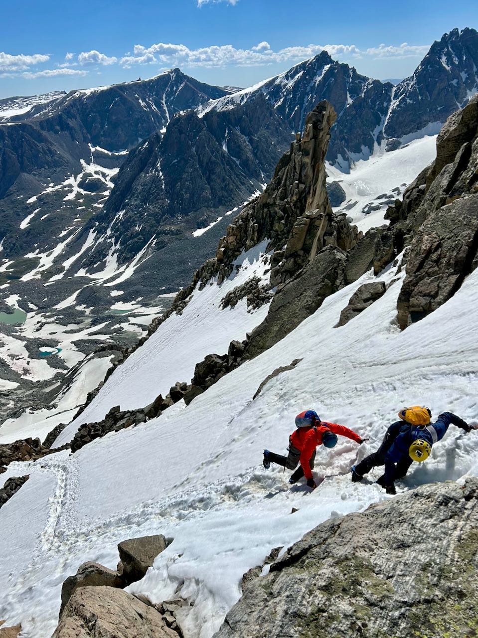 Descending above Gooseneck couloir